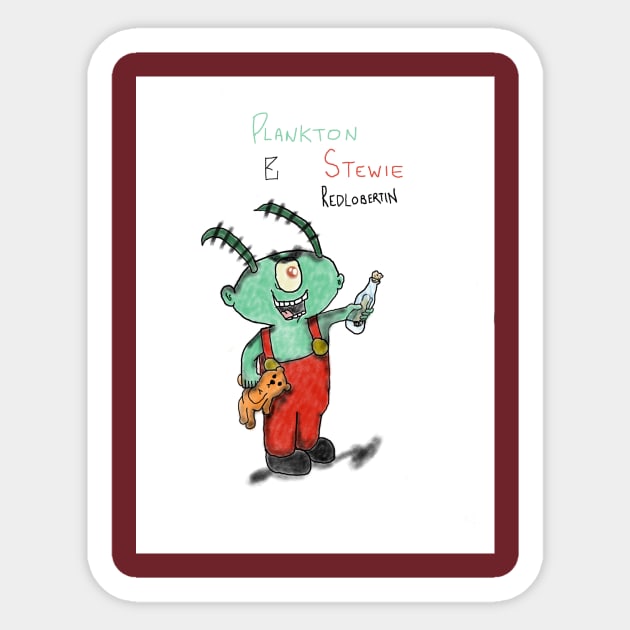 Plankton Stewie Sticker by RedLobertin